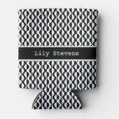 パーソナライズな、曲線の黒く及び白いパターン 缶クーラー (正面)