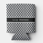 パーソナライズな、曲線の黒く及び白いパターン 缶クーラー (裏面)