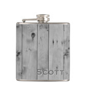 パーソナライズな|素朴で男らしい灰色の木製の一見 フラスク (正面)