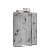 パーソナライズな|素朴で男らしい灰色の木製の一見 フラスク (右)