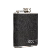 パーソナライズな|素朴で男らしく黒いレザールック フラスク (右)