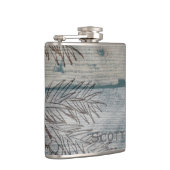 パーソナライズな|素朴な木製の冬の松の木の枝 フラスク (右)