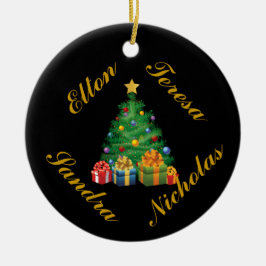 パーソナライズな(4つの名前)家族のオーナメント セラミックオーナメント