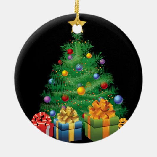 パーソナライズな(5つまでの名前の)クリスマスのオーナメント セラミックオーナメント (裏面)