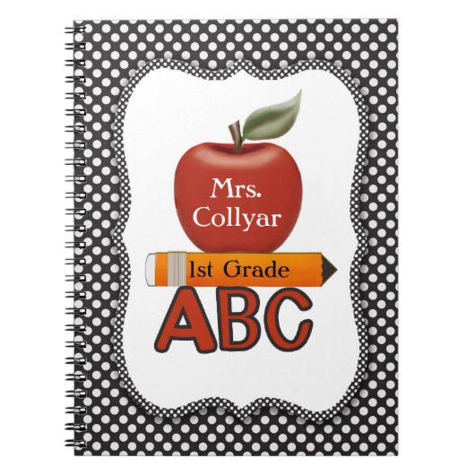 パーソナライズなAppleの赤い先生のジャーナル ノートブック (正面)