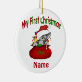 パーソナライズなBabysの初めてのクリスマスの子猫 セラミックオーナメント (右)