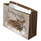 パーソナライズなBambiのシカの水彩画 ラージペーパーバッグ (正面アングル)