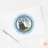 パーソナライズなBearおよびカブス歓迎された男の赤ちゃんのママ ラウンドシール (封筒)