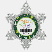 パーソナライズなDrumlineのクリスマスバンド スノーフレークピューターオーナメント (正面)