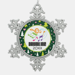 パーソナライズなDrumlineのクリスマスバンド スノーフレークピューターオーナメント