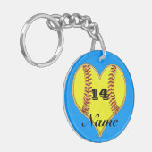 パーソナライズなFastpitchのソフトボールのキーホルダー キーホルダー (正面左)