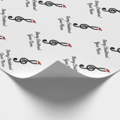 パーソナライズなGのクレフ、音符記号の高音域音楽ノートのクリスマス ラッピングペーパー (角)