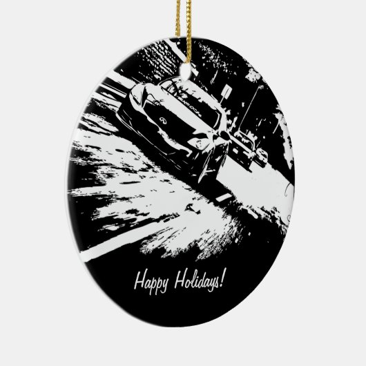 パーソナライズなG37クーペの圧延の打撃のクリスマスのオーナメント セラミックオーナメント (右)