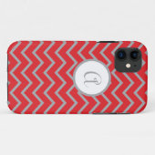 パーソナライズなiPhone5場合灰色のシェブロンと赤い Case-Mate iPhoneケース (裏面(横))