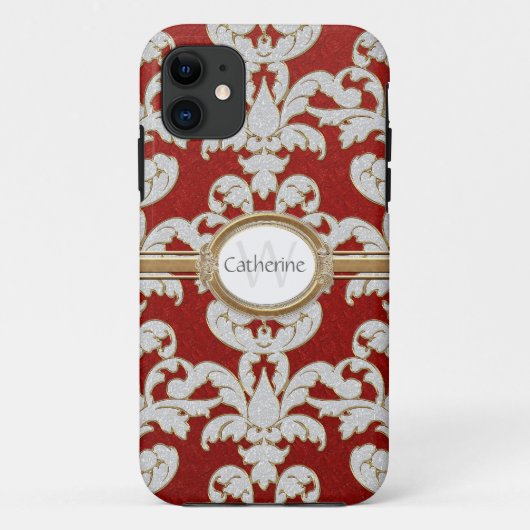 パーソナライズなIphone 5の輝きの花葉のダマスク織 Case-Mate iPhoneケース (裏面)