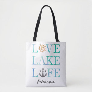 パーソナライズなlove湖の生命航海のな水彩画 トートバッグ
