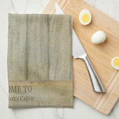 パーソナライズなmountain湖のマツ歓迎された小屋 キッチンタオル (四つ折り)