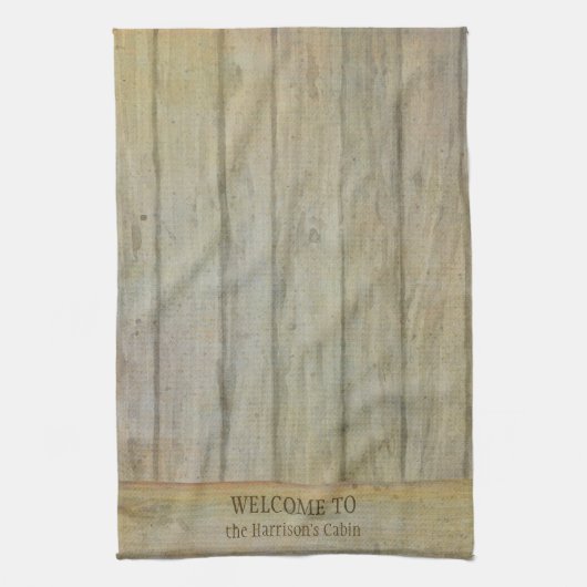 パーソナライズなmountain湖のマツ歓迎された小屋 キッチンタオル (縦)