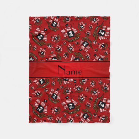 パーソナライズなnamの赤い海賊船 フリースブランケット (正面)