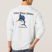 パーソナライズなSailfishのボートの名前および港のワイシャツ Tシャツ (裏面)