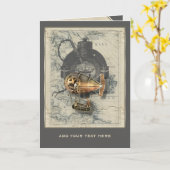 パーソナライズなSteampunkの操縦出来る気球の乗車 カード (黄色い花)