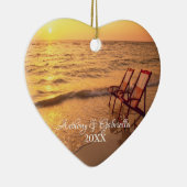 パーソナライズなSunsettingのビーチのオーナメント セラミックオーナメント (右)