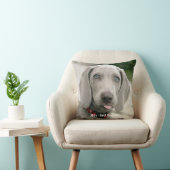 パーソナライズなWeimaraner犬の写真および犬の名前 クッション (椅子)
