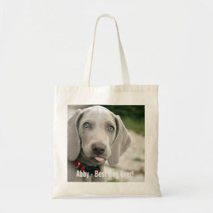 パーソナライズなWeimaraner犬の写真および犬の名前 トートバッグ