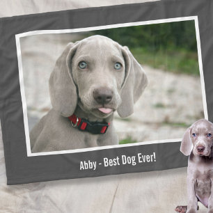 パーソナライズなWeimaraner犬の写真および犬の名前 フリースブランケット
