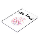 パーソナライズなWordartの先生のノート ノートブック (左側)