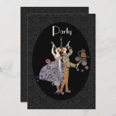 パーソナライズなWW1ヴィンテージのアールデコのパーティー 招待状 (正面/裏面)