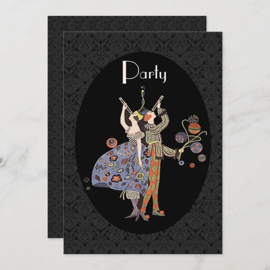 パーソナライズなWW1ヴィンテージのアールデコのパーティー 招待状 (正面/裏面)