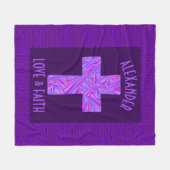 パーソナライズなZの紫色の十字のキリスト教の記号 フリースブランケット (正面(横))