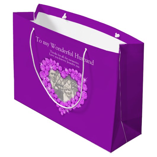 パーソナライズアメジスト33周年記念写真紫 ラージペーパーバッグ (裏面アングル)