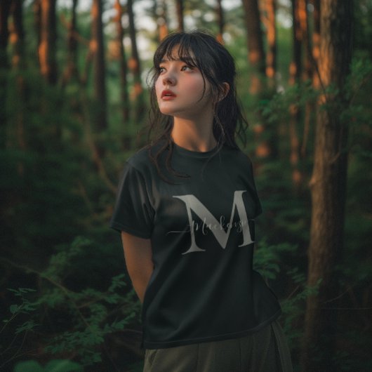 パーソナライズイニシャル名女性の暗い Tシャツ