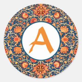 パーソナライズイニシャル ウィリアム・モリス ラウンドステッカー ラウンドシール