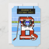 パーソナライズイニシャルBアイスホッケー 招待状 (正面)