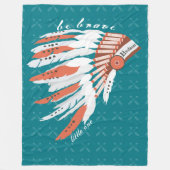 パーソナライズインディアン羽毛羽毛矢印パターン フリースブランケット (正面)