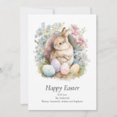 パーソナライズイースターバニーフローラパステルイースターカード シーズンカード (正面)