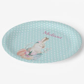 パーソナライズイースターバニーブルードット紙プレート ペーパープレート (アングル)