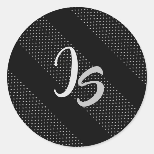 パーソナライズエレガントシルバー・モノグラム付きギフト ラウンドシール (正面)