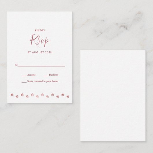 パーソナライズエレガントバラ金ゴールドドッグペット結婚式RSVP ノートカード (正面/裏面)