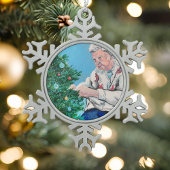 パーソナライズオリジナルアート スノーフレークピューターオーナメント