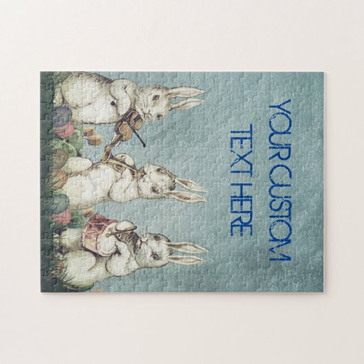 パーソナライズカスタムされた復活祭のヴィンテージ素朴 ジグソーパズル (横)