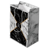 パーソナライズカスタムモノグラム文字の大理石抱き枕 ミディアムペーパーバッグ (裏面アングル)