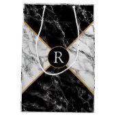 パーソナライズカスタムモノグラム文字の大理石抱き枕 ミディアムペーパーバッグ (裏面)