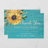 パーソナライズカスタム素朴ひまわり悔やみや弔慰 サンキューカード (正面/裏面)