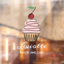 パーソナライズカップケーキベーカリーショップフロントホワイト文字 ウィンドウサイン