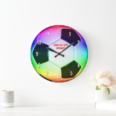 パーソナライズカラフル可能なサッカーサッカー |スポーツ ラージ壁時計 (ホーム)