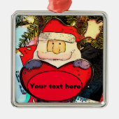 パーソナライズキュートサンタセラミックオーナメント メタルオーナメント (正面)